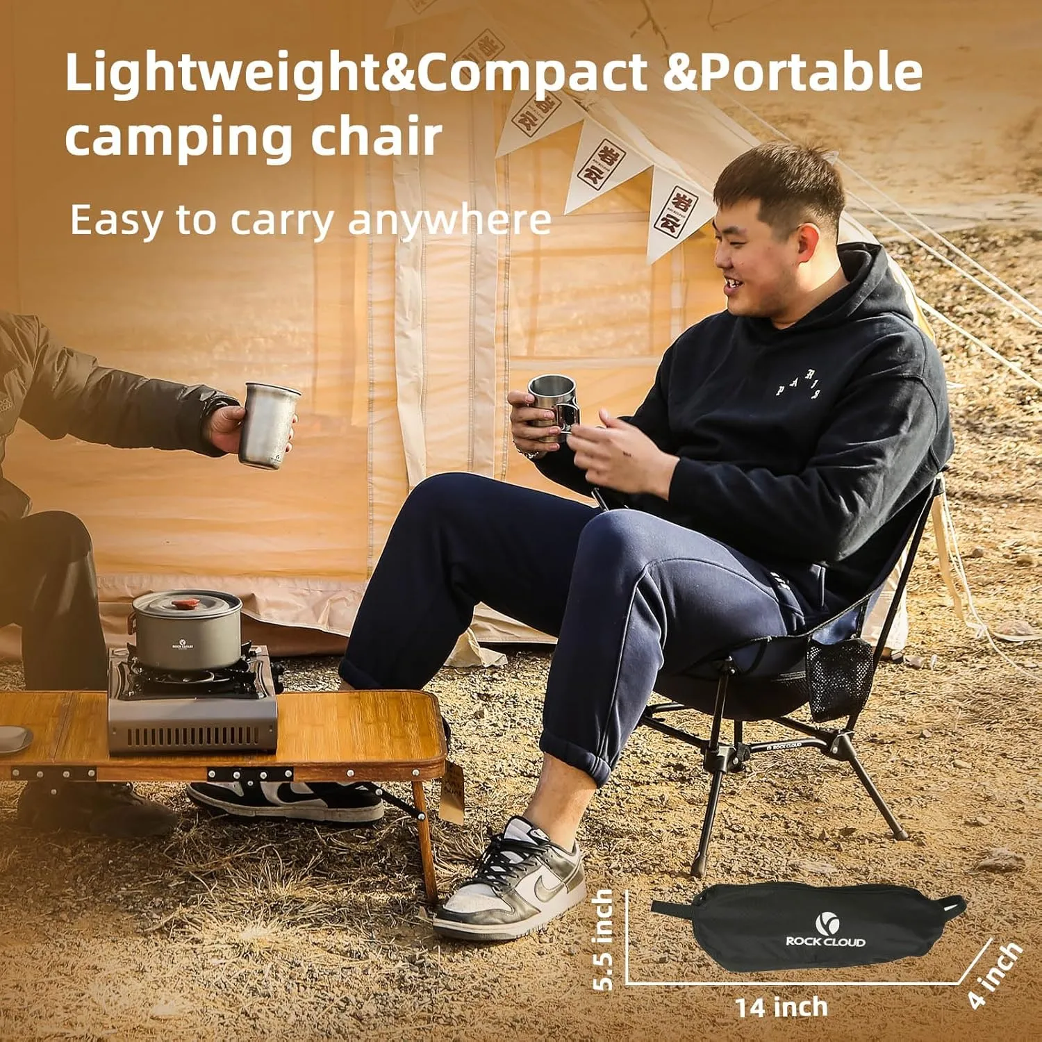 ROCK CLOUD Portable Camping Chair Ultralight Folding Chairs Outdoor for Camp Hiking Backpacking Lawn Beach Sports