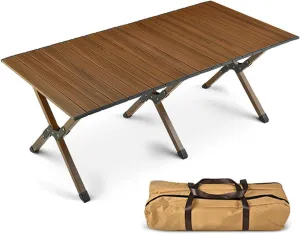 Roll Up Aluminum Folding Table for Outdoor Camping BBQ with Carry Bag Portable Beach Camp Table for Travel Picnic Garden Balcony Quick Installation