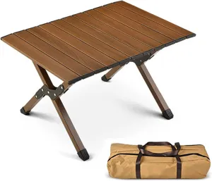 Roll Up Aluminum Folding Table for Outdoor Camping BBQ with Carry Bag Portable Beach Camp Table for Travel Picnic Garden Balcony,Quick Installation(Size:65x46x38CM(2People)) ()