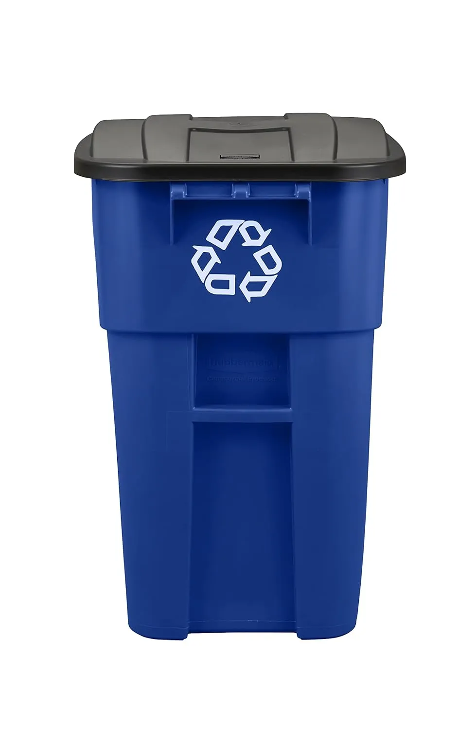 Rubbermaid Commercial Products BRUTE Rollout Heavy-Duty Wheeled Recycling Can/Bin, 50-Gallon, Blue Recycling, for Restaurants/Hospitals/Offices/Warehouses/Garage