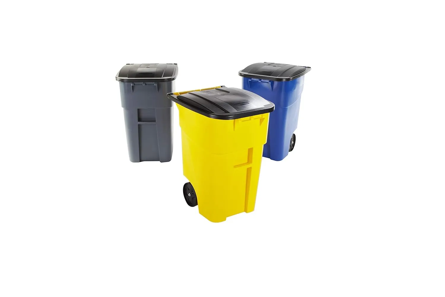 Rubbermaid Commercial Products BRUTE Rollout Heavy-Duty Wheeled Recycling Can/Bin, 50-Gallon, Blue Recycling, for Restaurants/Hospitals/Offices/Warehouses/Garage