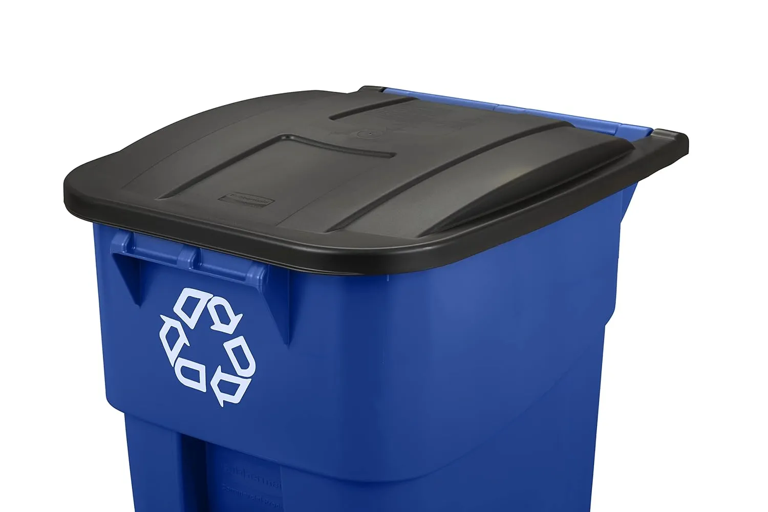 Rubbermaid Commercial Products BRUTE Rollout Heavy-Duty Wheeled Recycling Can/Bin, 50-Gallon, Blue Recycling, for Restaurants/Hospitals/Offices/Warehouses/Garage