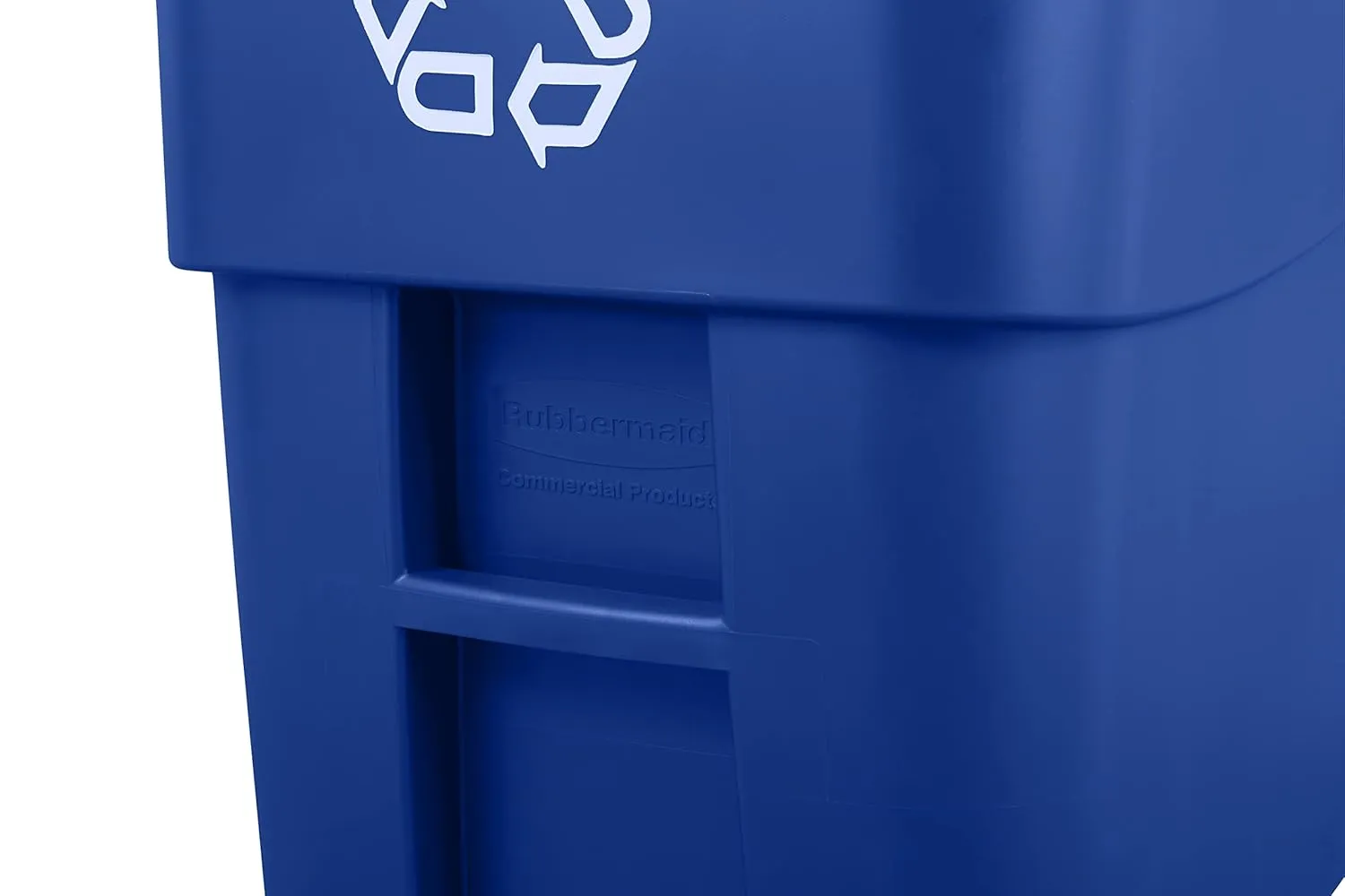 Rubbermaid Commercial Products BRUTE Rollout Heavy-Duty Wheeled Recycling Can/Bin, 50-Gallon, Blue Recycling, for Restaurants/Hospitals/Offices/Warehouses/Garage