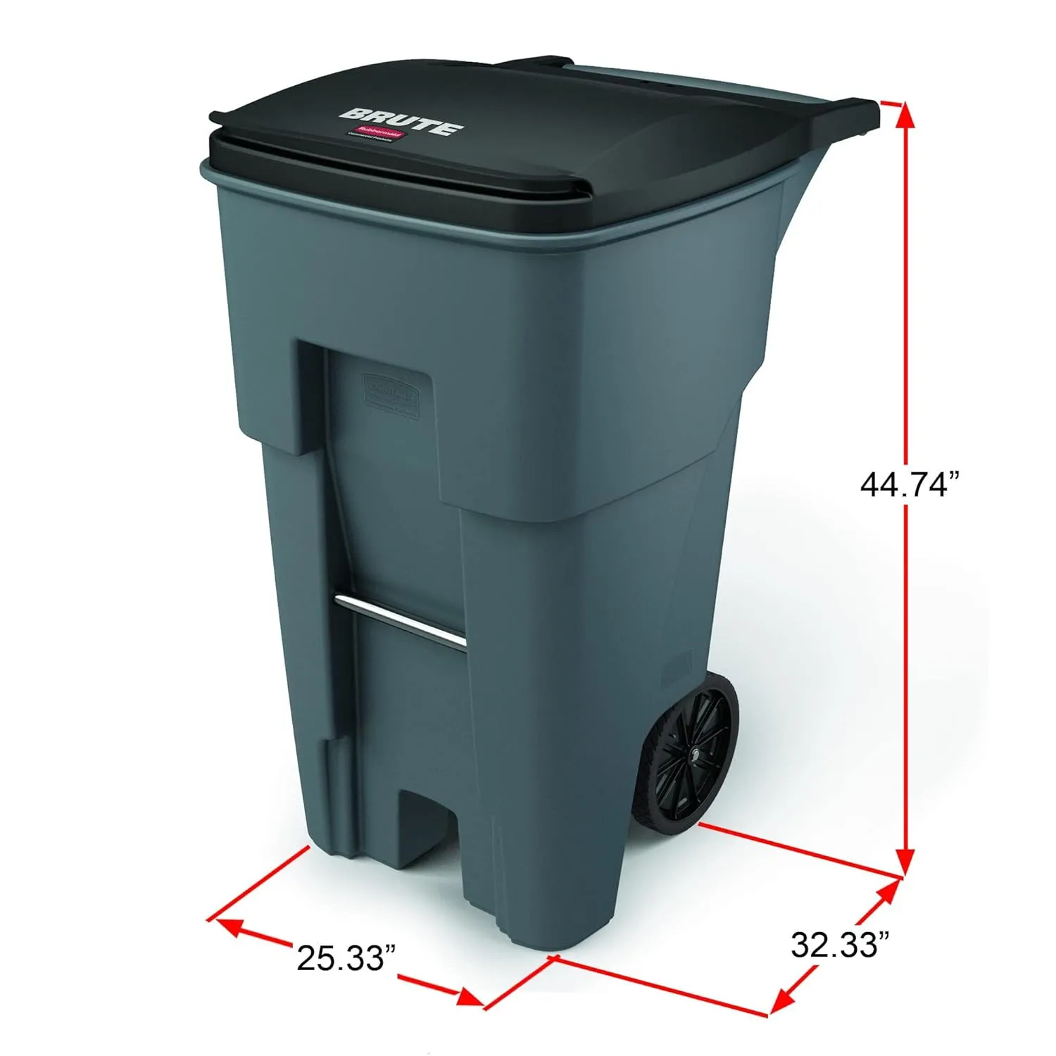 Rubbermaid Commercial Products BRUTE Rollout Plastic Trash/Garbage Can/Bin with Wheels, 65 Gal, for Restaurants/Hospitals/Offices/Back of House/Warehouses/Home