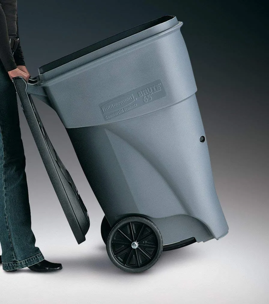 Rubbermaid Commercial Products BRUTE Rollout Plastic Trash/Garbage Can/Bin with Wheels, 65 Gal, for Restaurants/Hospitals/Offices/Back of House/Warehouses/Home