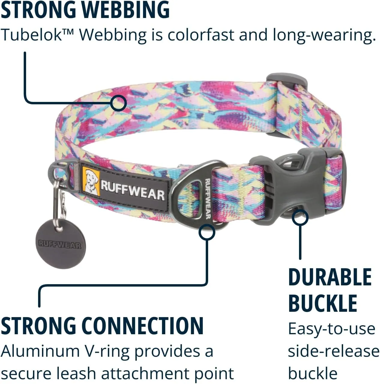 Ruffwear, Front Range Dog Collar, Durable and Comfortable Collar for Everyday Use, Spring Fade, 14"-20"