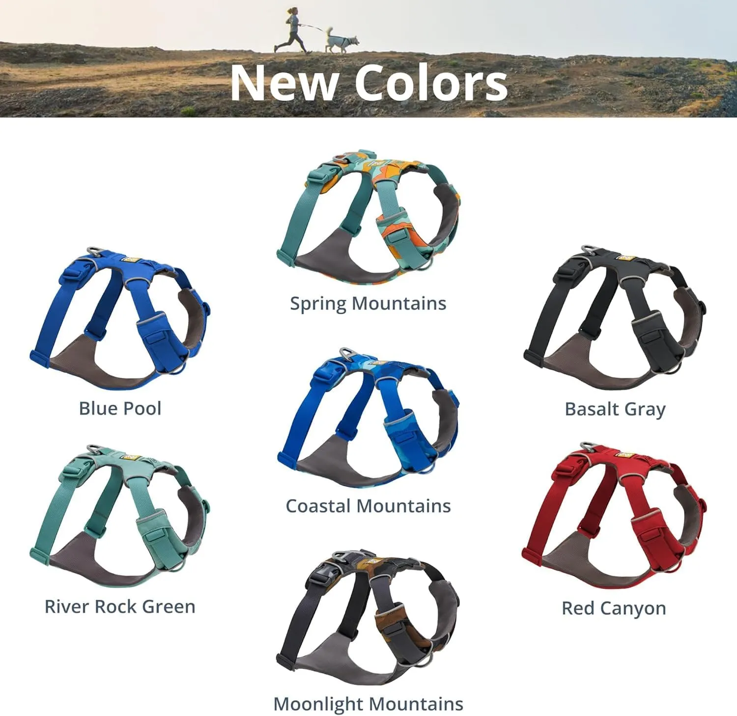 Ruffwear, Front Range Dog Harness, Reflective Soft Padded Everyday Harness with Dual Leash Clips, Adjustable and Lightweight Fit for Training or Walking for All Dogs, Spring Mountains, Small