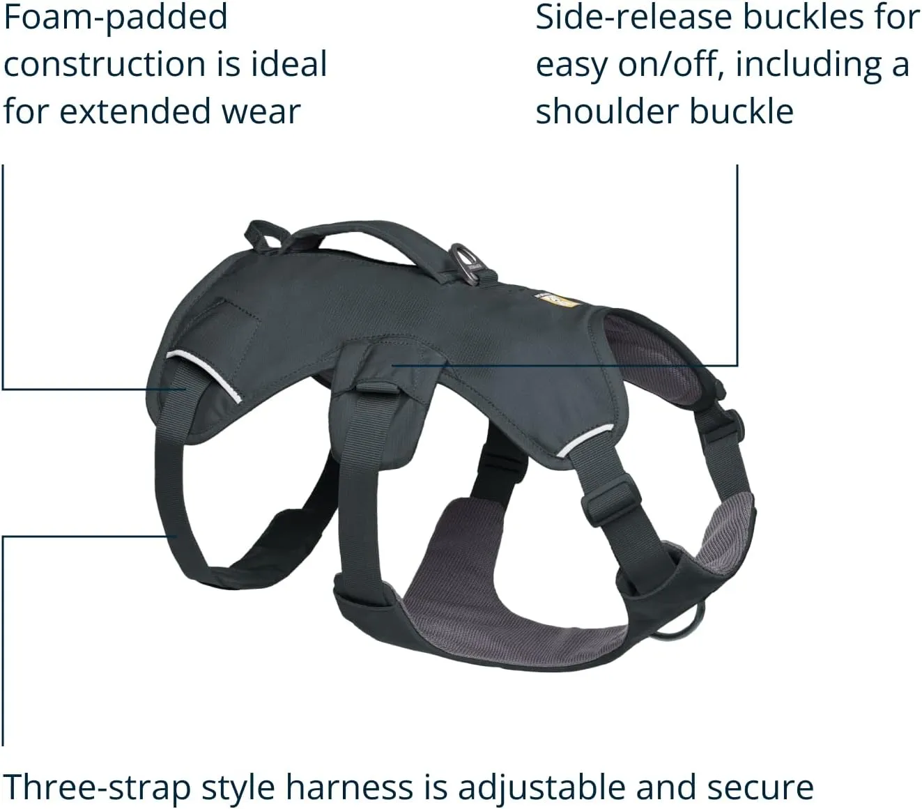 Ruffwear, Web Master, Multi-Use Support Dog Harness, Hiking and Trail Running, Service and Working, Everyday Wear, Basalt Gray, Small
