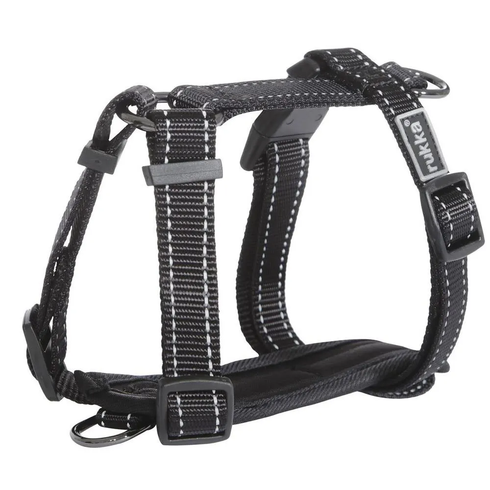 Rukka Pets Form Ergonomic Adjustable Reflective Adventure Dog Harness Black