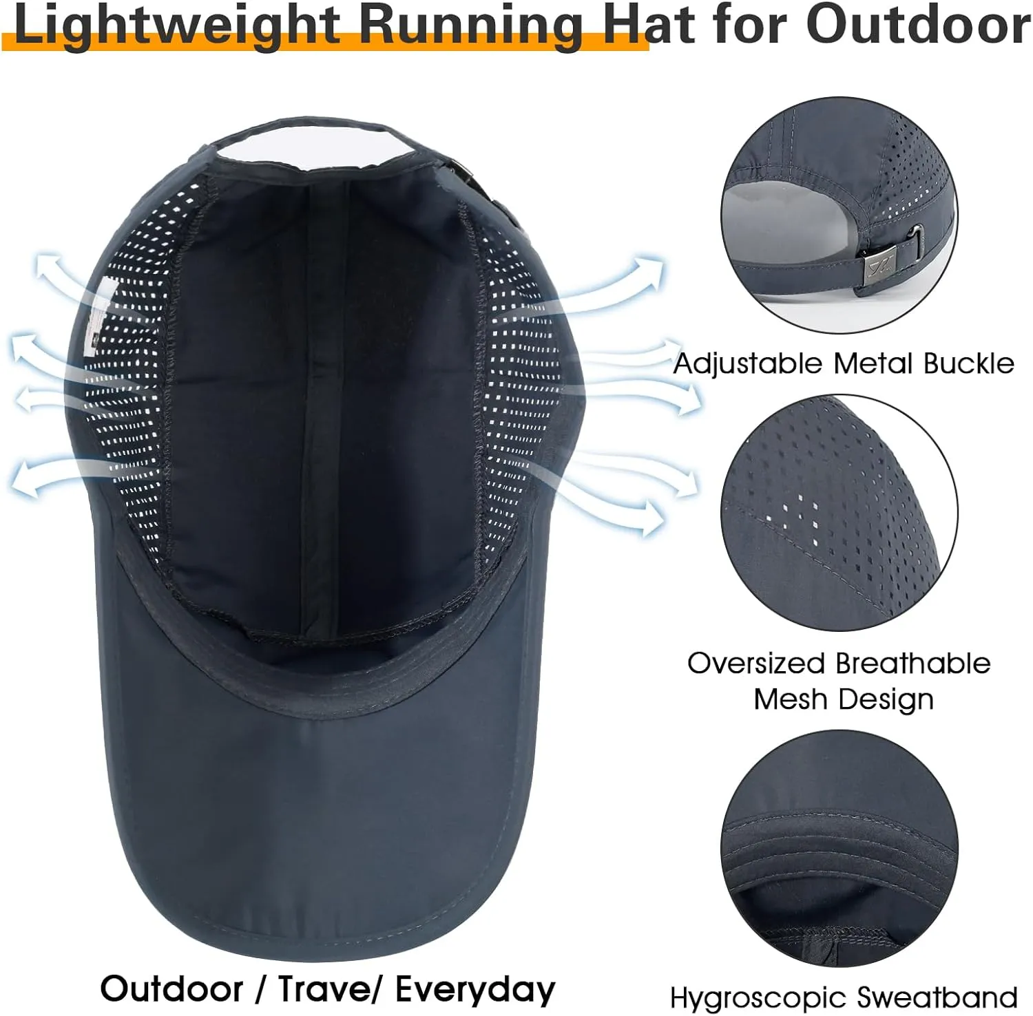 Running Hat Outdoor Quick Drying Baseball Cap Mesh Cool Workout Cap for Women and Men