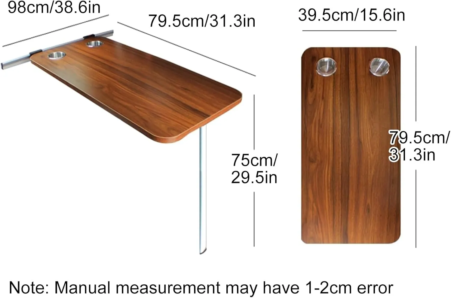 RV Folding Wall Table, Folding Camp Table for Outdoor Picnic, Computer Workstation Trestle, RV Dining Table, Compact & Portable Foldable Table