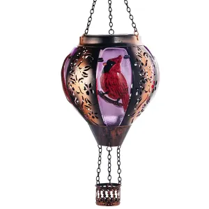 Rynx | Hot Air Balloon Solar Lantern Cardinal Light With Flaming Flame Solar Powered LED Light Outdoor Waterproof Decorative Hanging Light For Garden Patio Walkway Garden Veranda Decor