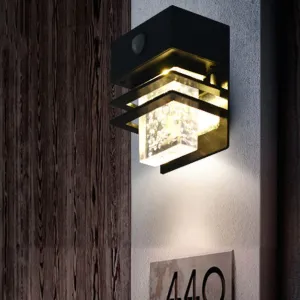 Rynx | Modern square solar human sensor LED outdoor garden wall lantern