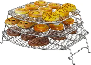 SafBbcue 3 Tier Jerky Rack Compatible with Kamado Joe, Big Green Egg Smoker Accessories, Foldable Sliding Warming Rack Compatible with Traeger, Pit Boss, CampChef, GMG and More Barrel Pellet Grills