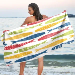 Sardine Shoal Fish Beach Towels Oversized 71x31in Extra Large Pool Towel with Mesh Storage Bag,Lightweight Sand Free Quick Dry Beach Towel Travel Towel for Swim Bath Yoga Camping Gym