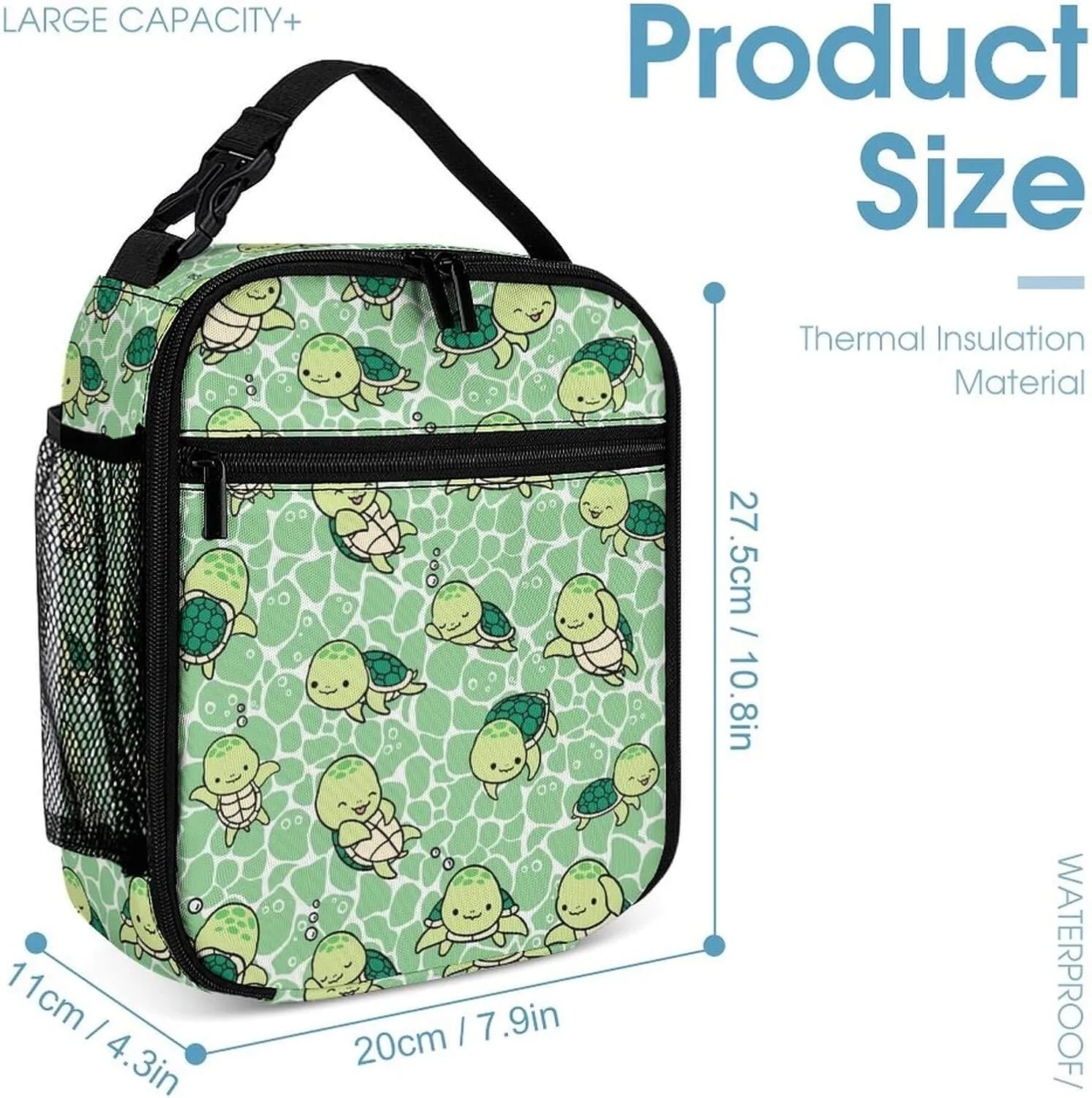 Sea Turtle Backpack with Lunch Box & Pencil Case for Kids Girls Boys School, 16 Inch Cute Sea Turtle Bookbag, School Backpack for Students Children, Lightweight, Large Capacity