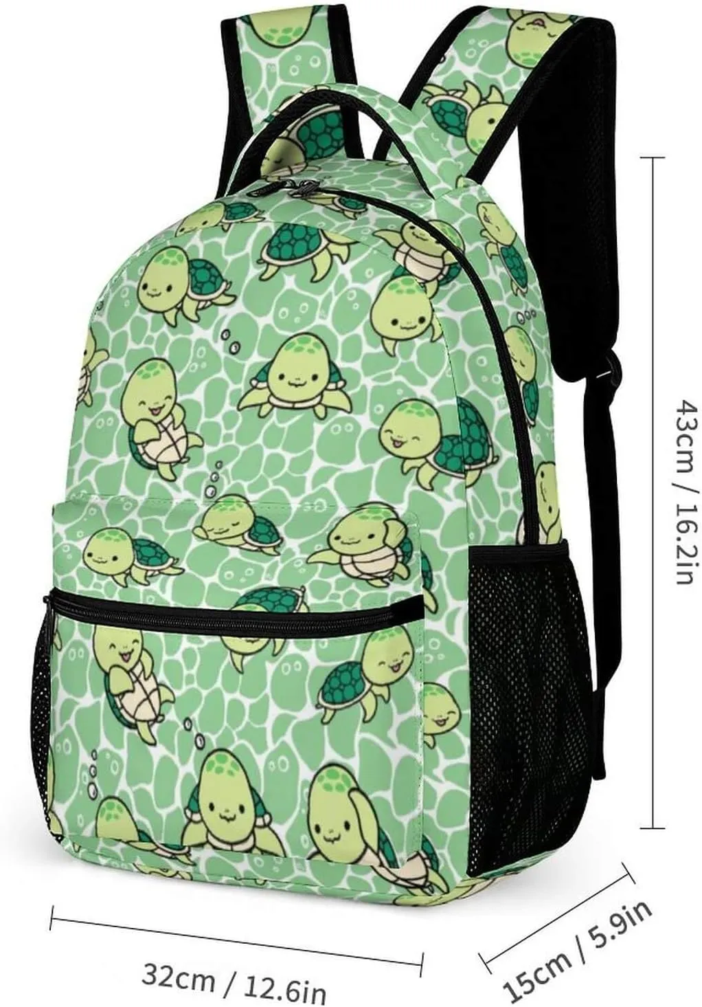 Sea Turtle Backpack with Lunch Box & Pencil Case for Kids Girls Boys School, 16 Inch Cute Sea Turtle Bookbag, School Backpack for Students Children, Lightweight, Large Capacity