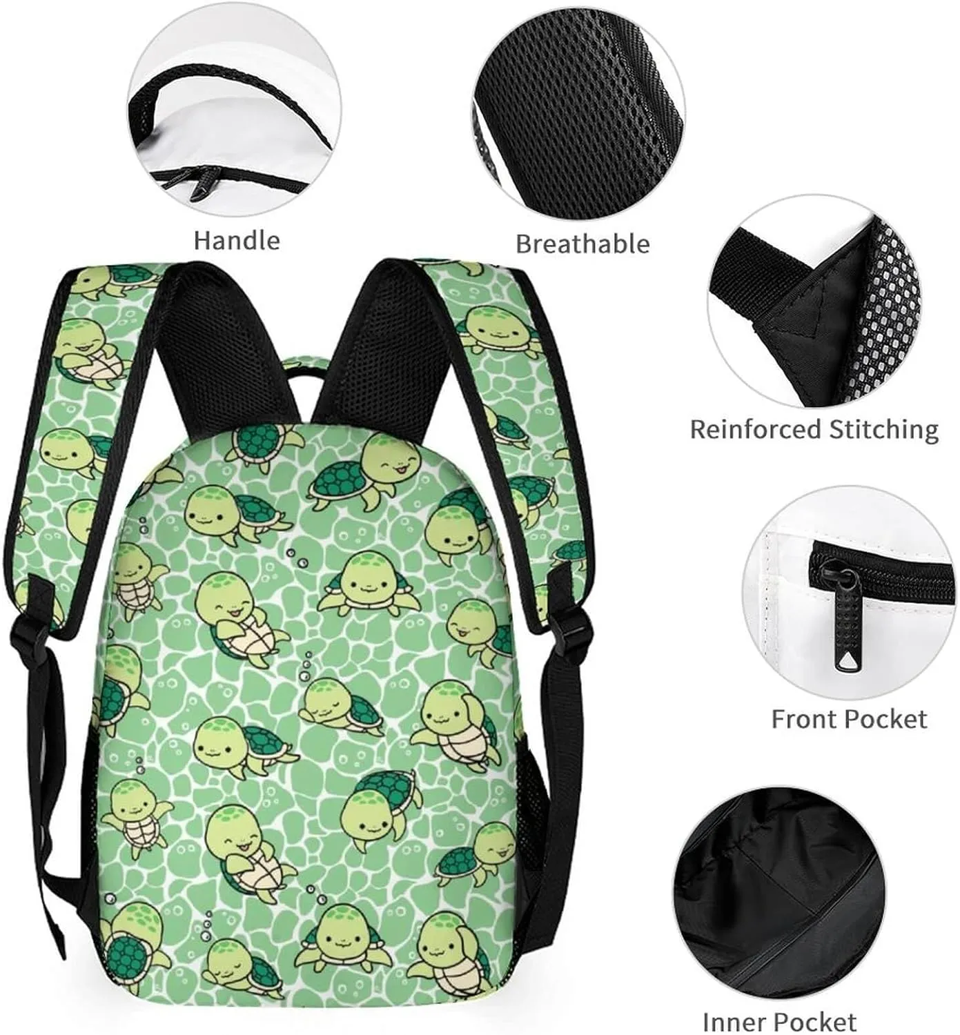 Sea Turtle Backpack with Lunch Box & Pencil Case for Kids Girls Boys School, 16 Inch Cute Sea Turtle Bookbag, School Backpack for Students Children, Lightweight, Large Capacity