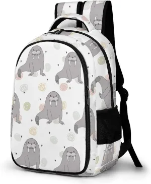 Seal And Walrus Pattern Backpack for Worker Teacher Business Hiking Travel Bag Shoulders Bag