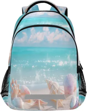 Seashells at Beach Design Waterproof Backpack - Casual Outdoor Sports Daypack with Ergonomic Shoulder Straps#228