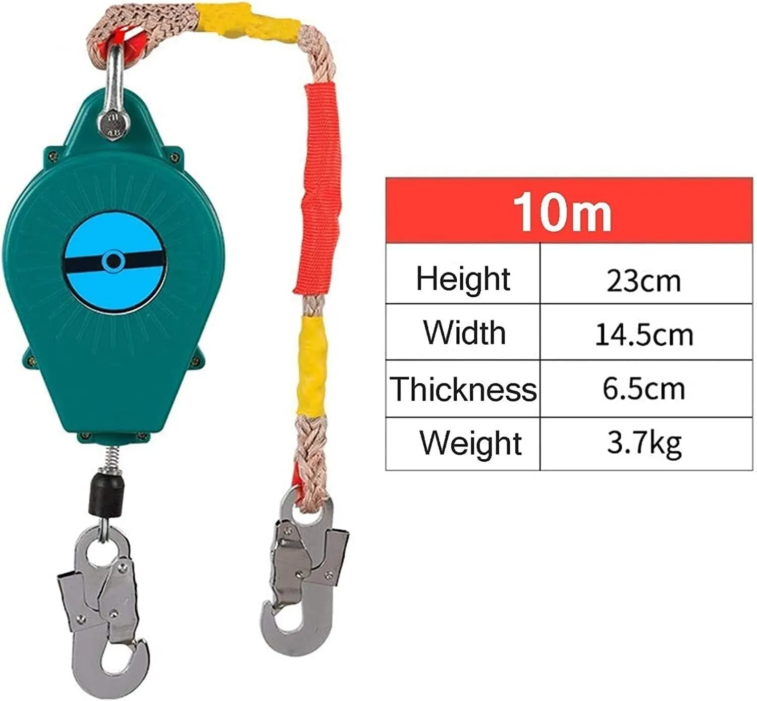 Self-Retracting Lifeline Fall Protection Device, 7m Telescopic Steel Cable with Aluminum Housing & Snap Hook for Roofing & Construction Safety