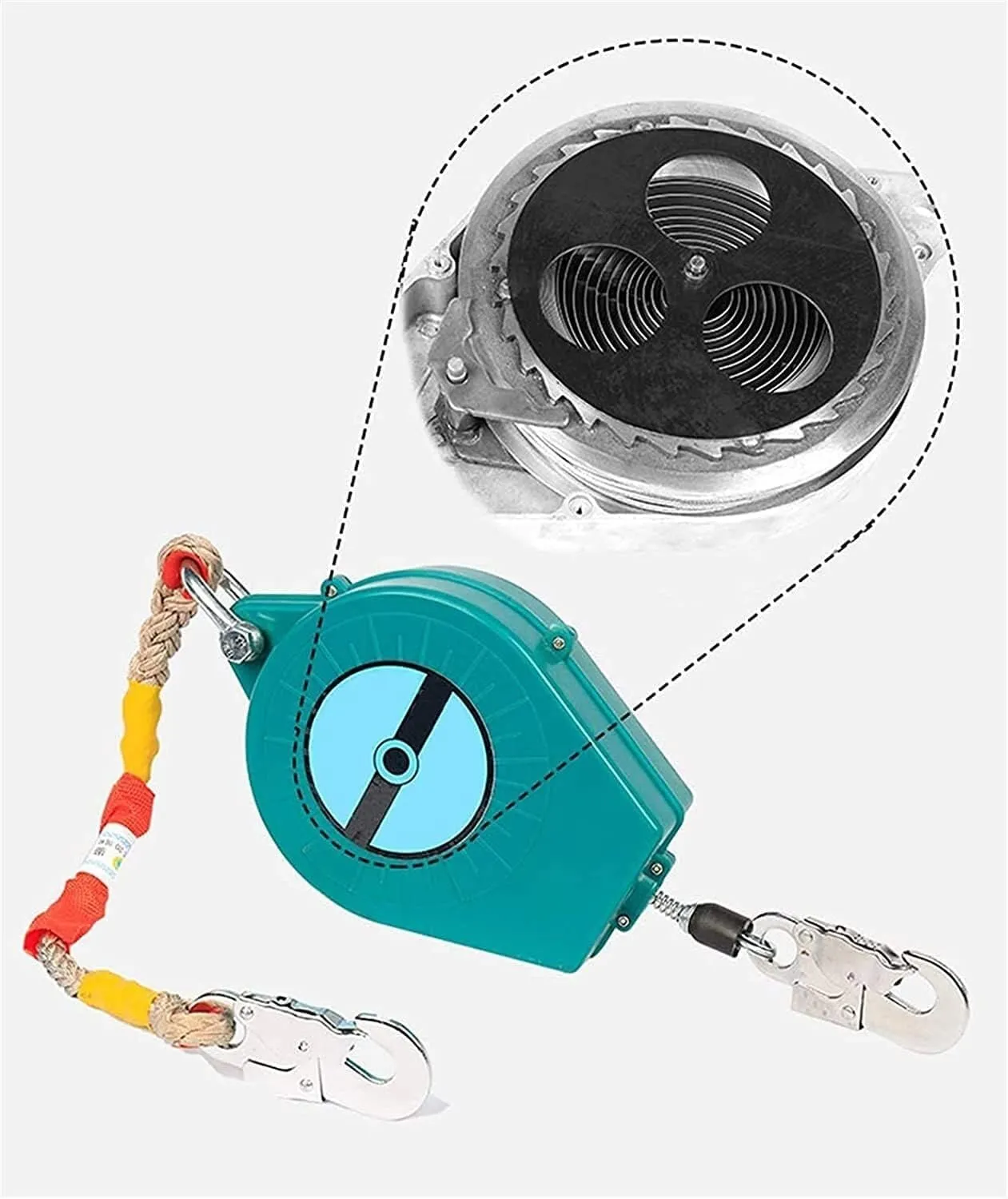 Self-Retracting Lifeline Fall Protection Device, 7m Telescopic Steel Cable with Aluminum Housing & Snap Hook for Roofing & Construction Safety