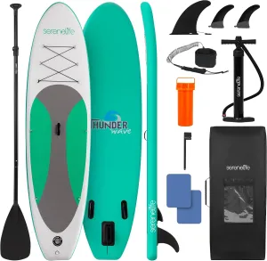 SereneLife Inflatable Stand Up Paddle Board with Premium SUP Accessories, Wide Stable Design, Non-Slip EVA Deck Pad for Youth and Adults