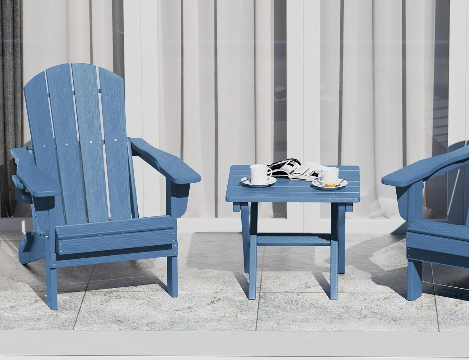 SERWALL Folding Outdoor Side Table Set of 4, Small Adirondack Side Table, Navy