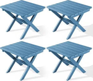 SERWALL Folding Outdoor Side Table Set of 4, Small Adirondack Side Table, Navy