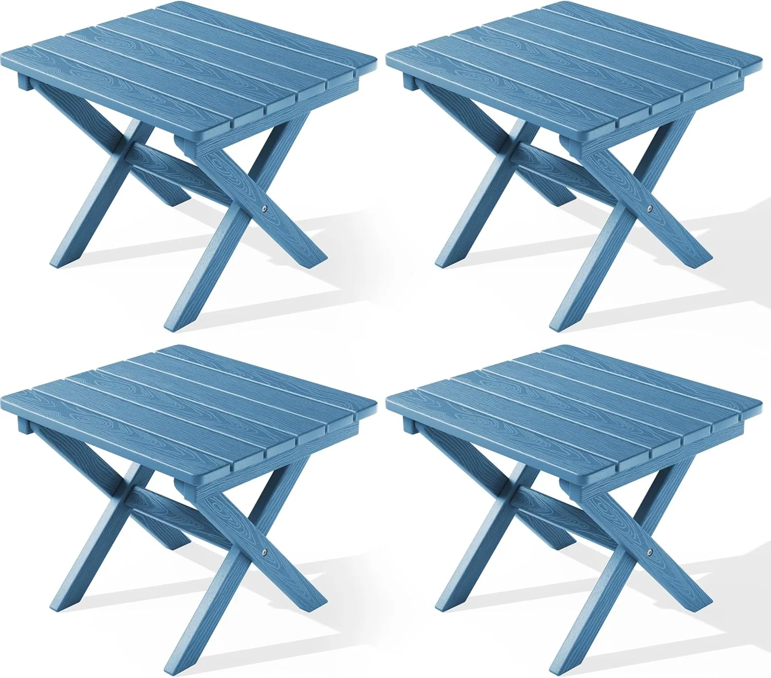 SERWALL Folding Outdoor Side Table Set of 4, Small Adirondack Side Table, Navy