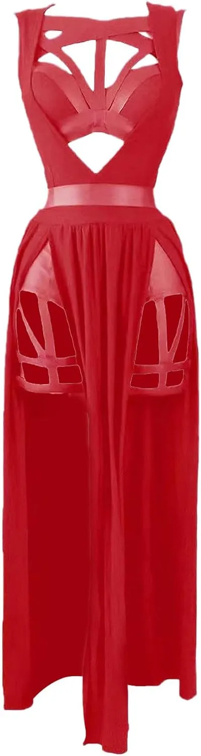 Sexy Lingerie Three Piece Dresses With Straps And Padded Skirts Strappy Harness Bodysuits Plus Size Nightclub Dress