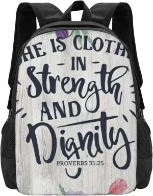 She Is Clothed In Strength And Dignity Proverbs 31 25 Lightweight Packable Backpack Travel Casual Hiking Daypack Foldable Backpack For Men Women