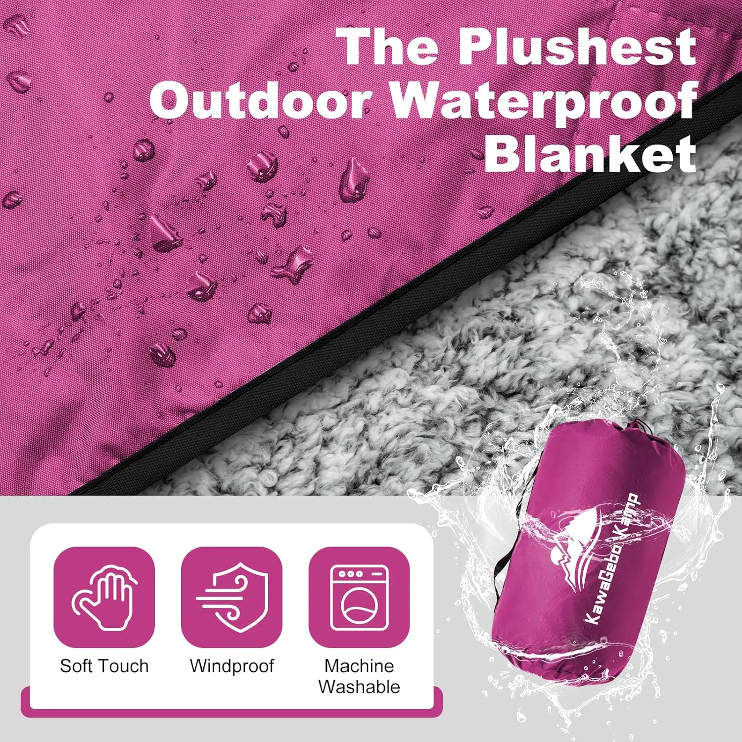 Sherpa Warm Outdoor Camping Blanket - Waterproof Stadium Blanket for Cold Weather, Camp, Sports Mom and Concert - Camping Quilt