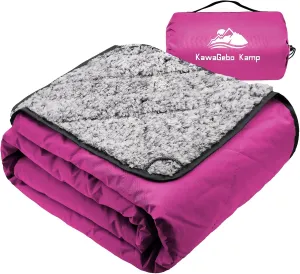Sherpa Warm Outdoor Camping Blanket - Waterproof Stadium Blanket for Cold Weather, Camp, Sports Mom and Concert - Camping Quilt