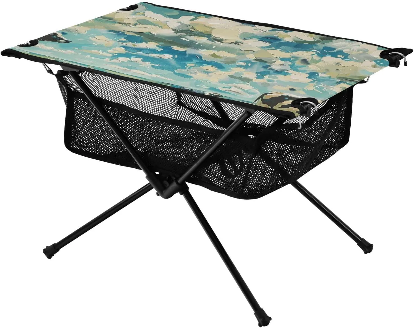 Short Foldable Table Cow Patterning Ultra Compact Polyester Folding Tables with Storage Bag for BBQ Camp Kitchen