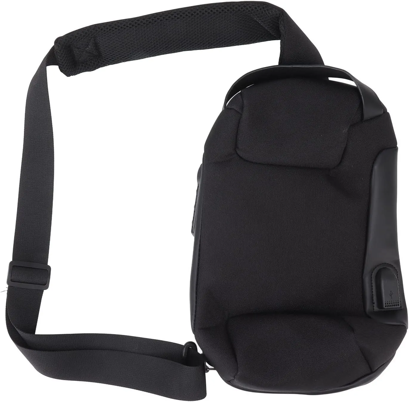 Shoulder Backpack, Large Capacity Breathable Shoulder Backpack Soft Cushion Lockable Oxford Cloth Sling Bag Men Women Outdoor Travel (Black)