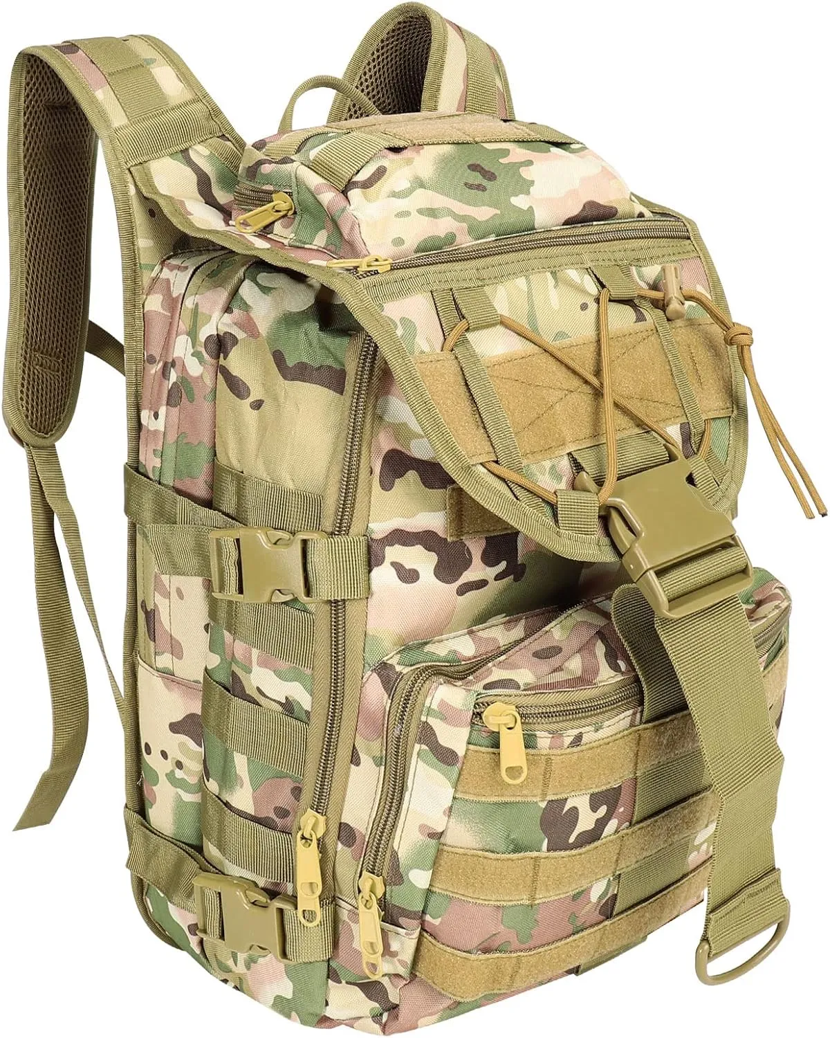 ShowyLive 40L Tactical Backpack for Men, Trekking Hiking Molle Army Survival Equipment Backpacks 3 Day Bug Out Bag Waterproof Rucksack for Camping Fishing Travelling Climbing Outdoor Sports CP