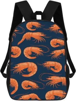 Shrimp Pattern Sea Food Backpack for Worker Business Hiking Travel Bag Shoulders Bag