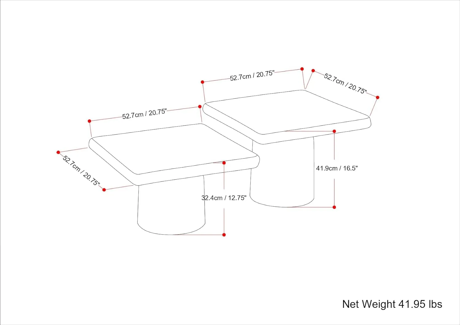 SIMPLIHOME Zachary Coffee Table 2-Piece Set - 42 inch Wide Cast Aluminum Square Living Room Tables in Graphite and Black Nickel, Contemporary Nesting Center Table Set with Flexible Style, Assembled