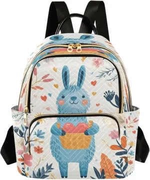 Sinestour Llama Heart Basket Cream Women Backpack Purse Large Capacity Casual Daypack Adjustable Strap Travel Work College Backpack