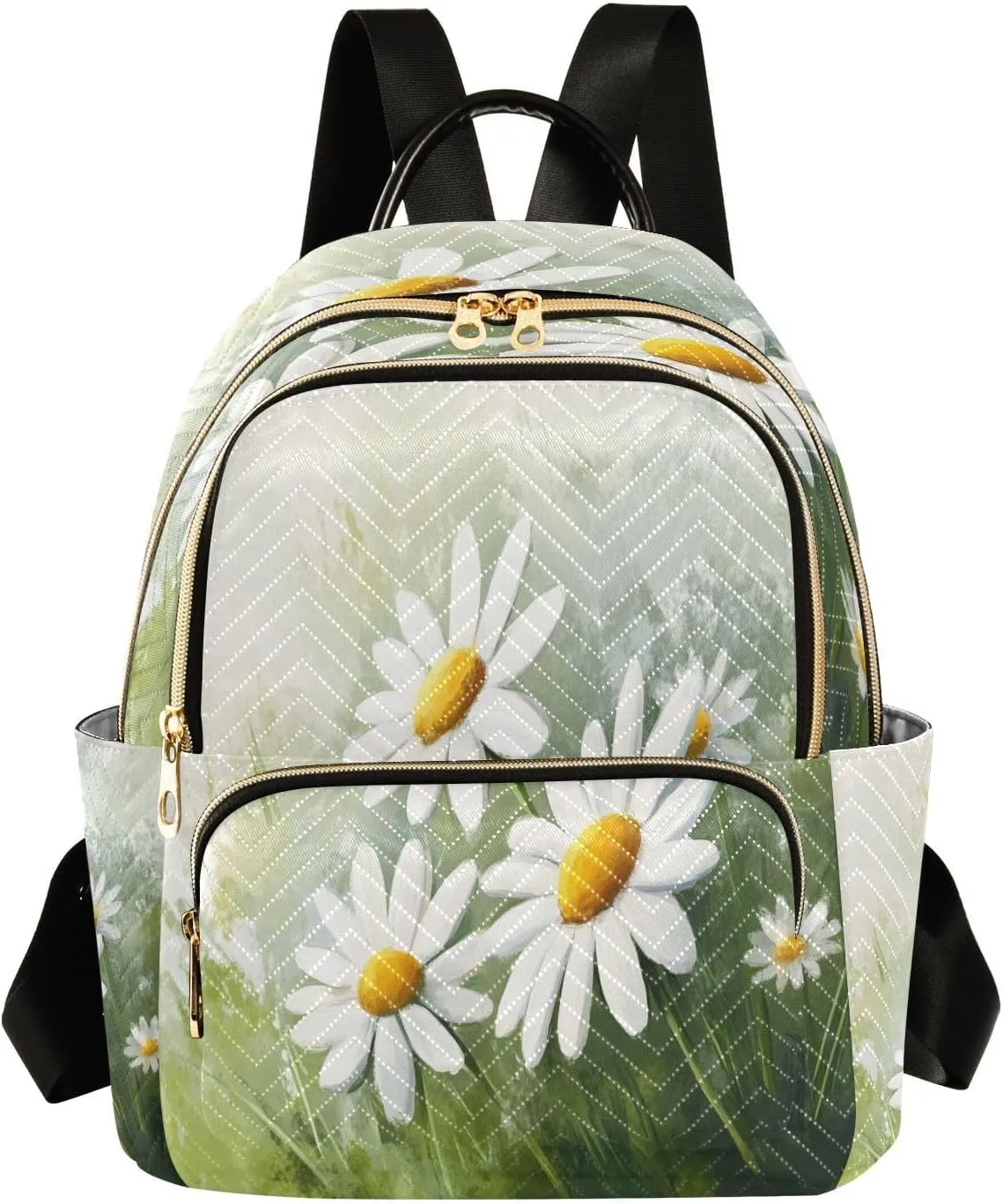 Sinestour White Flower Meadow Women Backpack Purse Large Capacity Casual Daypack Adjustable Strap Travel Camping Work Backpack