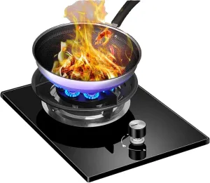 Single Burner Gas Stove - Portable Gas Cooker, Tempered Glass Stove Burner, 1 Burner Household Windproof Gas Stove, Tabletop and Flush-mounted Gas Ranges, for Kitchen Camping Camping Cooker(NG)