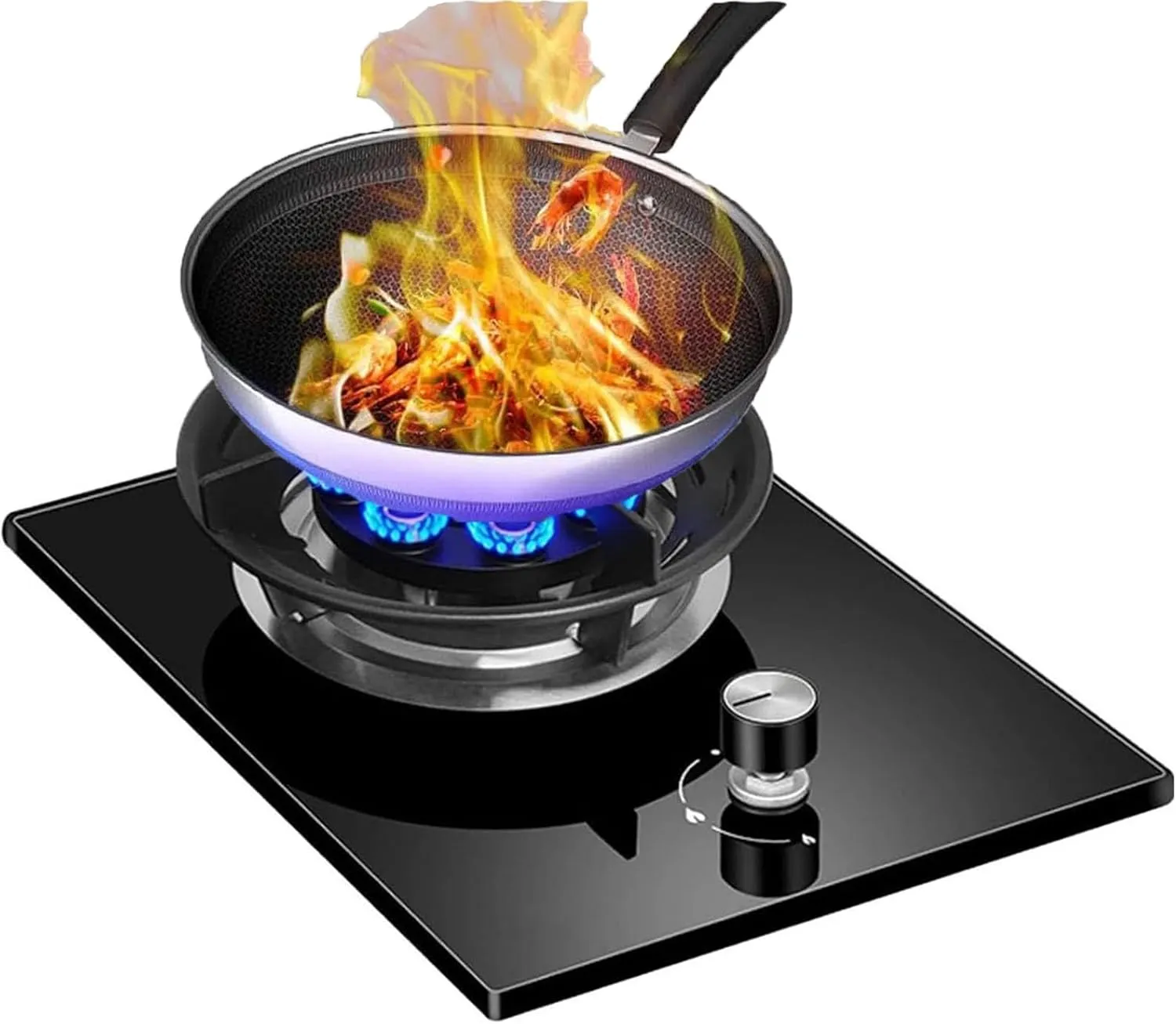 Single Burner Gas Stove - Portable Gas Cooker, Tempered Glass Stove Burner, 1 Burner Household Windproof Gas Stove, Tabletop and Flush-mounted Gas Ranges, for Kitchen Camping Camping Cooker(NG)