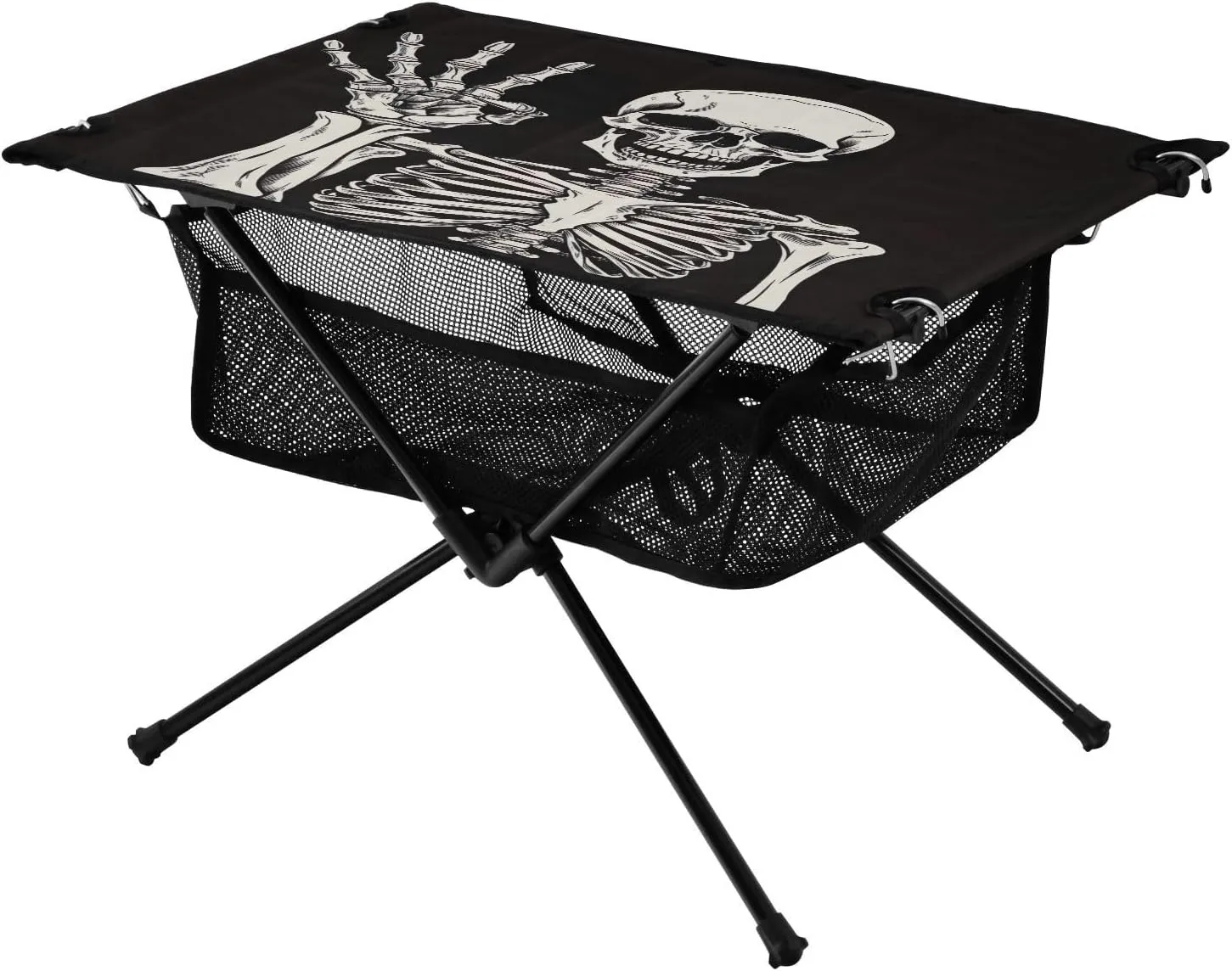 Skeleton Pattern Portable Folding Camping Table, Compact Lightweight Beach Table with Carrying Bag for Outdoor Picnics, BBQs, Camp