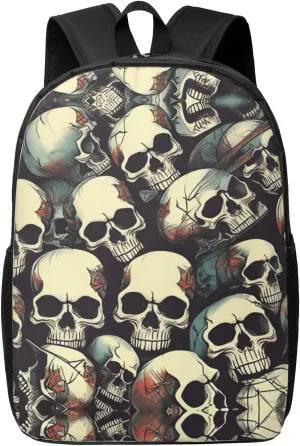 Skull Skeleton Print Travel Laptop Backpack,Business Work Bag, Campus Rucksack Book Bag For Men Women