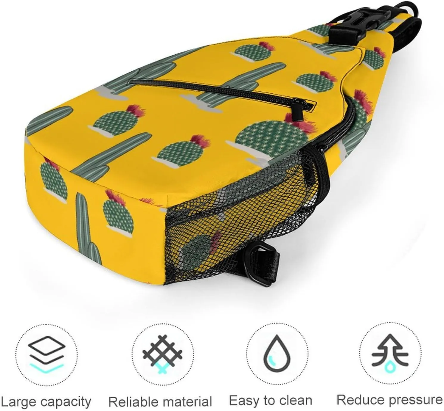 Sling Bag Chest Crossbody Backpack Cactus Pattern Natural Travel Hiking Daypack for Women Men with Strap Purse Lightweight Chest Bags