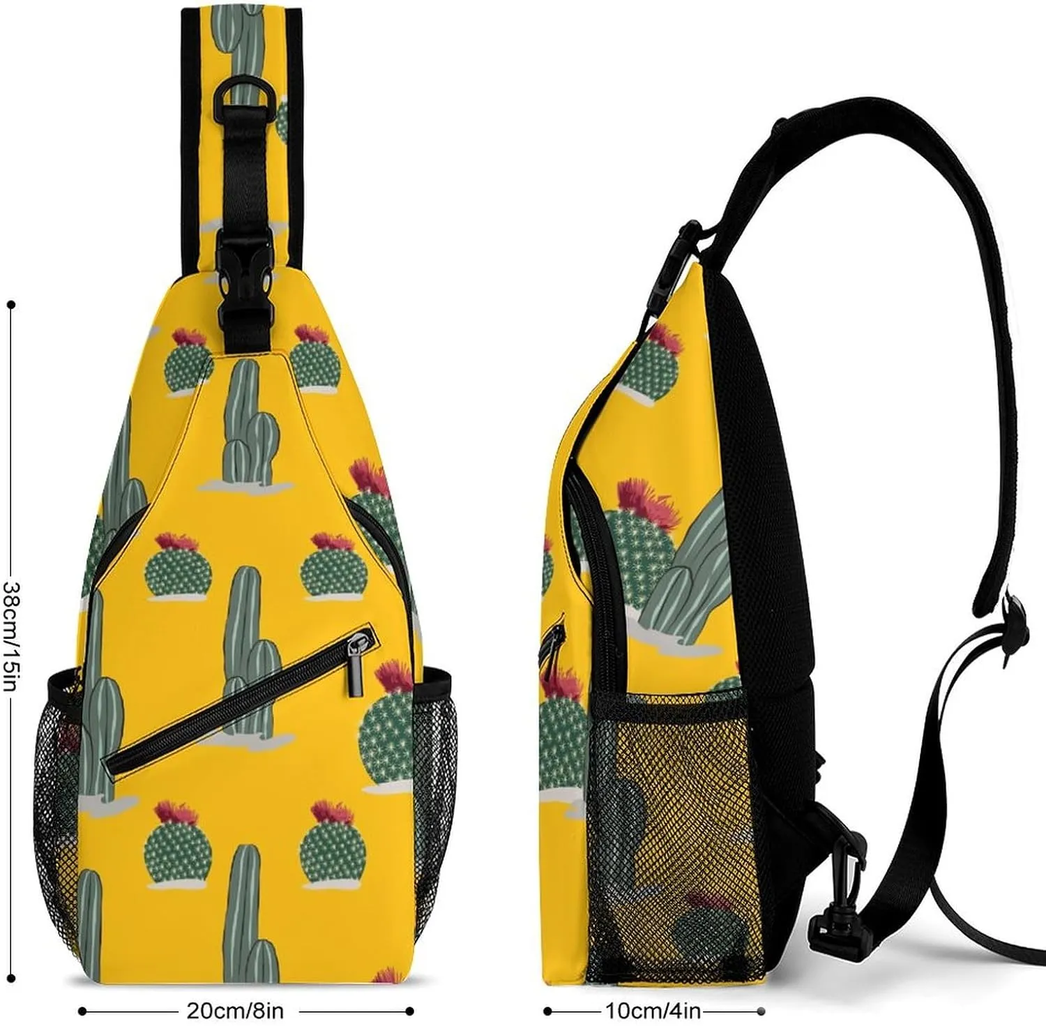 Sling Bag Chest Crossbody Backpack Cactus Pattern Natural Travel Hiking Daypack for Women Men with Strap Purse Lightweight Chest Bags