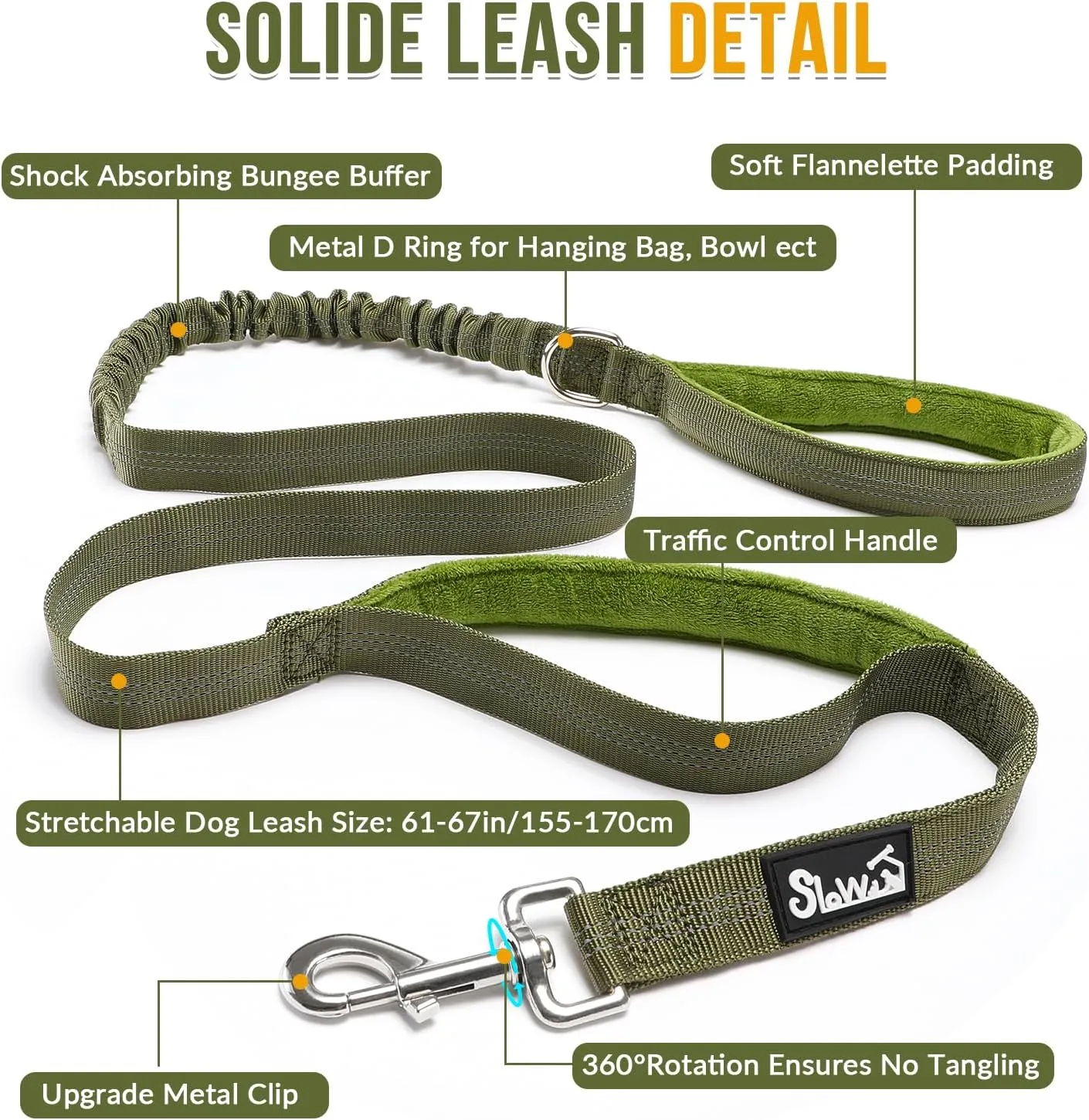 SlowTon No Pull Dog Harness - Heavy Duty Dog Harness and Leash Set for Medium Large Dogs, Reflective Tactical Harness with Soft Padded and Front Clip for Easy Walk and Training (Green L)