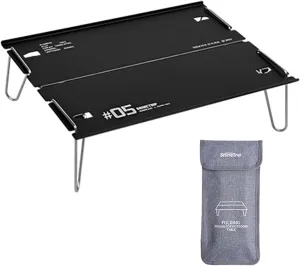 Small Beach Table for Sand Foldable, Ultralight Aluminum Folding Camping Table with Card Slot Desigin, Portable Collapsible Table for Outdoor Picnic, Traveling (Black)
