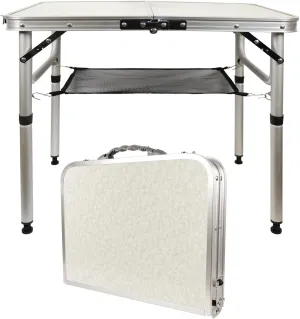 Small Folding Table 2FT Portable Camping Side Table, Ultralight Aluminum Folding with Mesh Layer for Outdoor Cooking, Picnic, Camp, Boat, Travel